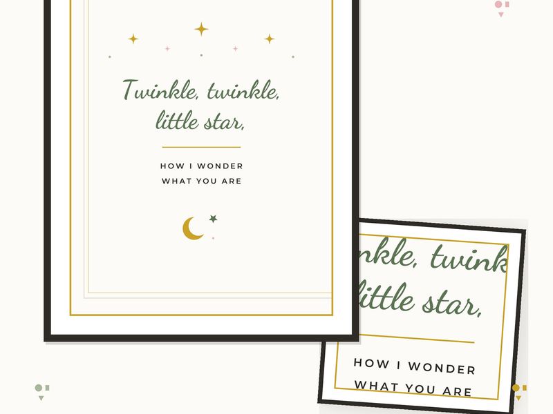 Twinkle Twinkle Little Star Nursery Print — cover and pages fanned on cream